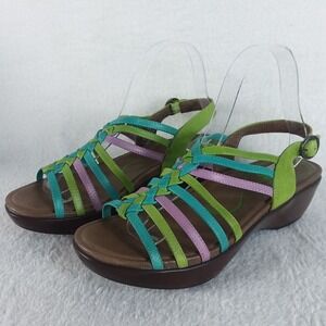 Dansko‎ Dana Multicolor Woven Strappy Wedge Sandals Women's 38 / 7.5-8 Boho